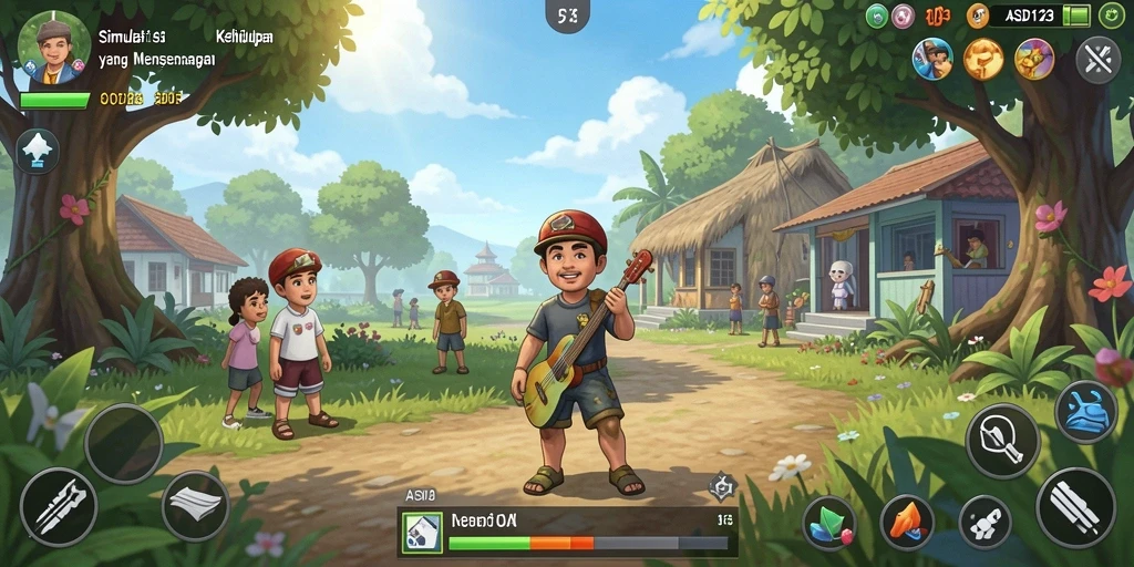 Screenshot gameplay <strong>ASD123</strong> menampilkan interaksi karakter dan lingkungan yang hidup.