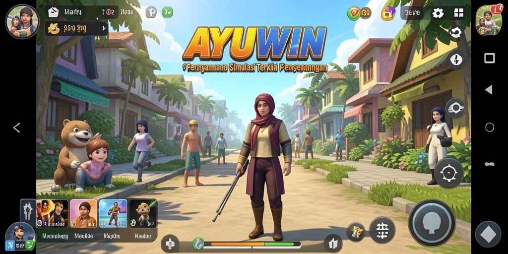 Tampilan gameplay AYUWIN yang menarik dan interaktif dalam simulasi.