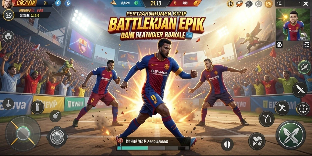 Tangkapan layar gameplay CR7VIP menampilkan aksi seru di arena Battle Royale.