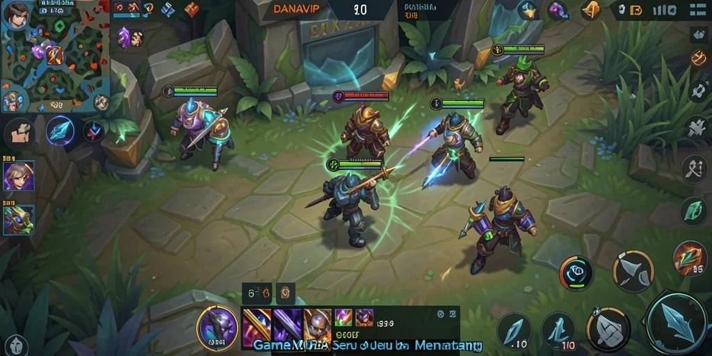 Tampilan gameplay menarik dalam pertempuran MOBA.