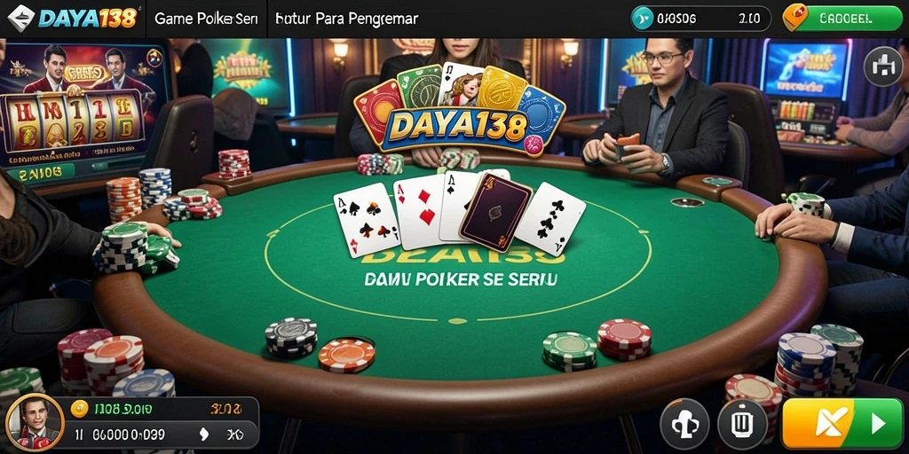 Screenshot gameplay poker yang menampilkan pemain berstrategi.