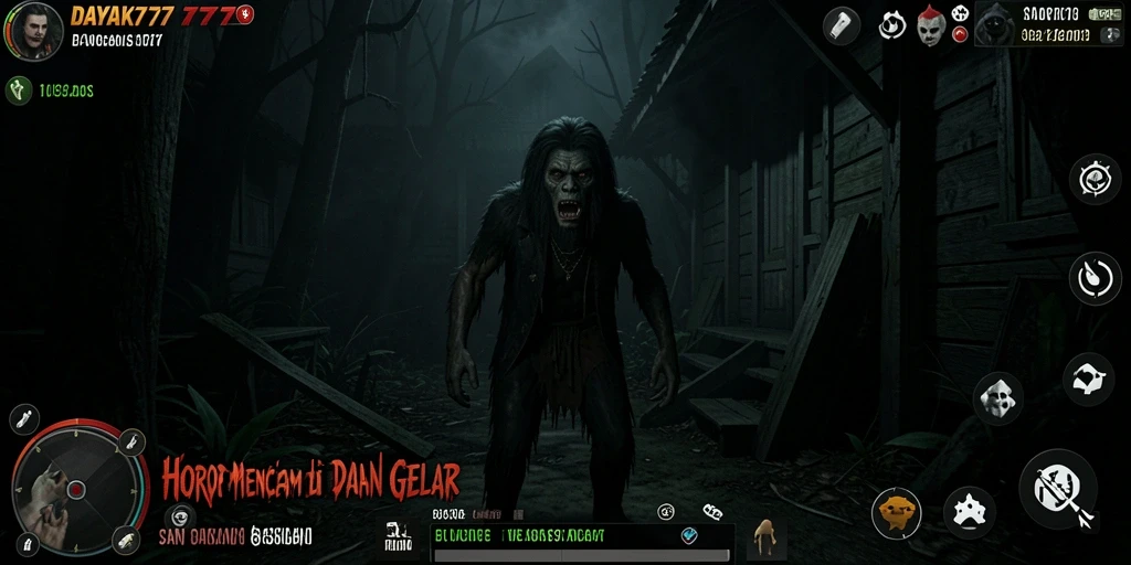 Screenshot dari gameplay menakutkan di DAYAK777 yang menampilkan suasana horor.