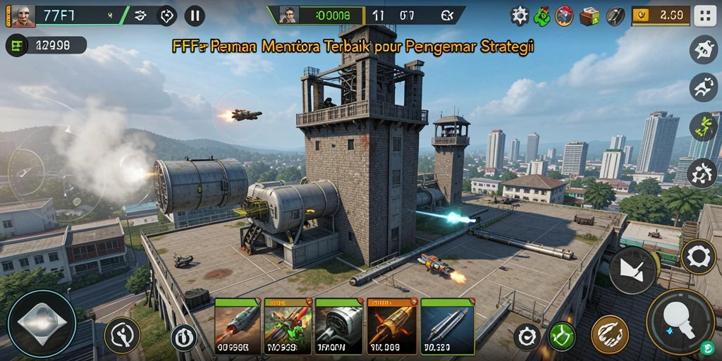 Screenshot F7F7 menampilkan aksi intens dalam game Tower Defense.