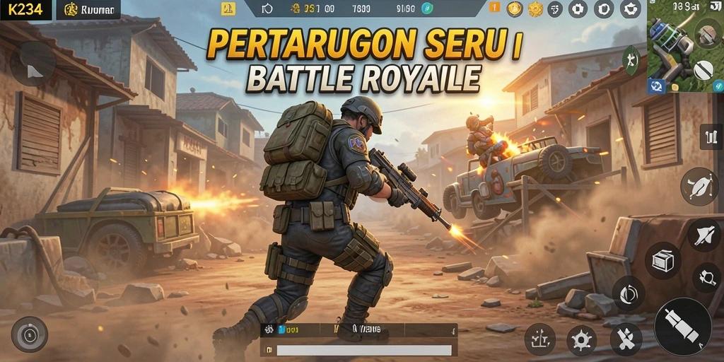 Gameplay K234 menampilkan pertarungan seru dalam arena Battle Royale.