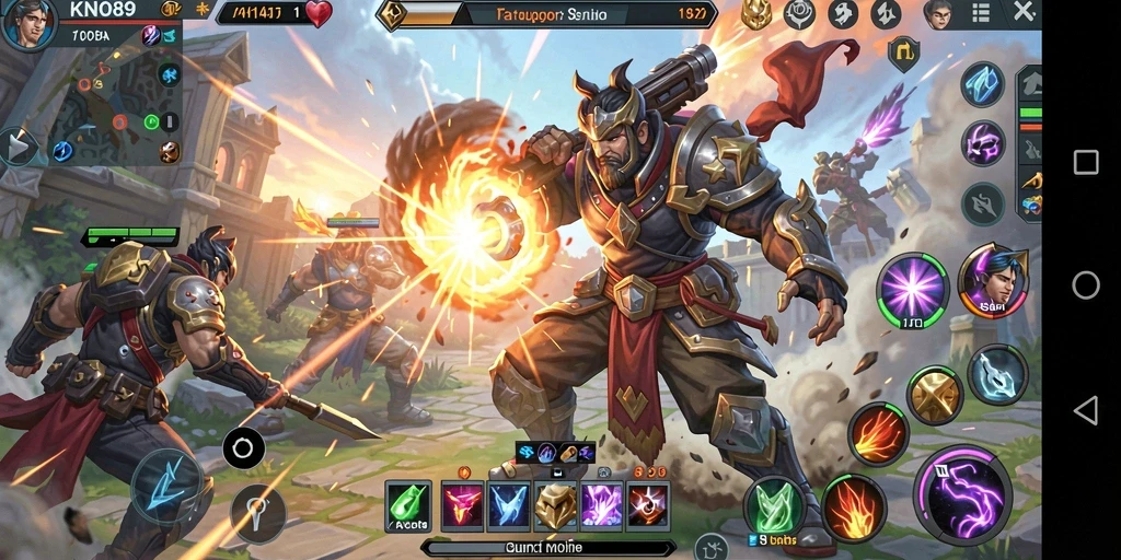 Screenshot gameplay KNO89 yang menampilkan pertempuran seru antara tim.