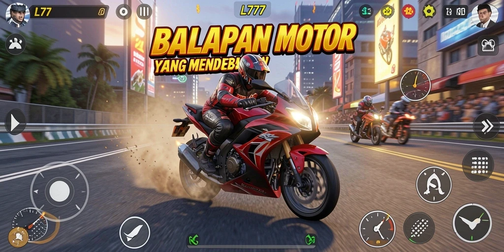 Tampilan gameplay L777 yang mendebarkan di trek balapan.