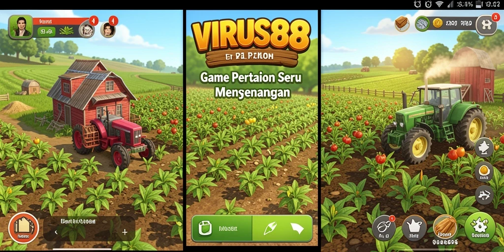 Screenshot utama VIRUS88 menampilkan aktivitas bertani yang seru dan interaktif.